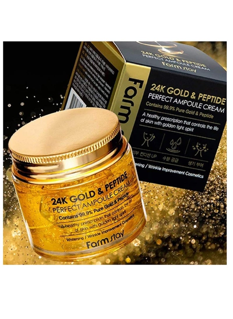 FARMSTAY 24k gold & peptide perfect ampoule cream 80ml