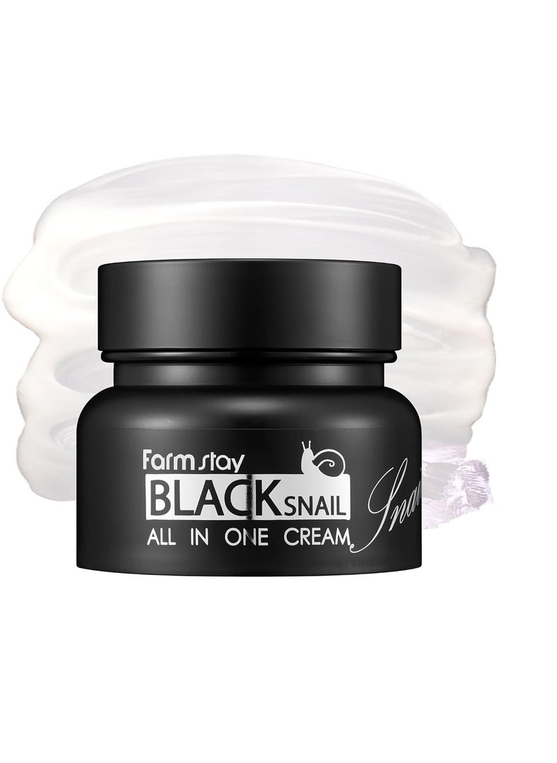 FARMSTAY Black Snail All In One Cream - Snail Mucin Cream for Firm, Hydrated Skin - Tones Skin and Targets Wrinkles - Improves Elasticity - 2.5 oz