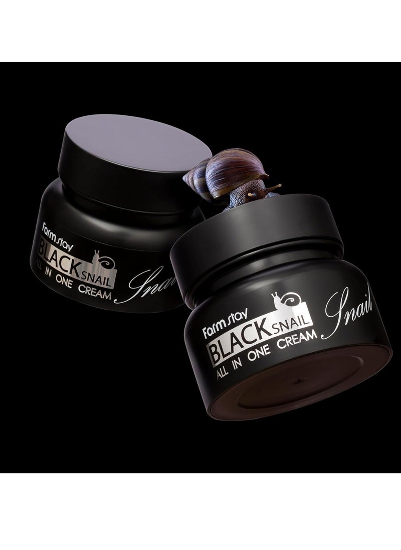 FARMSTAY Black Snail All In One Cream - Snail Mucin Cream for Firm, Hydrated Skin - Tones Skin and Targets Wrinkles - Improves Elasticity - 2.5 oz