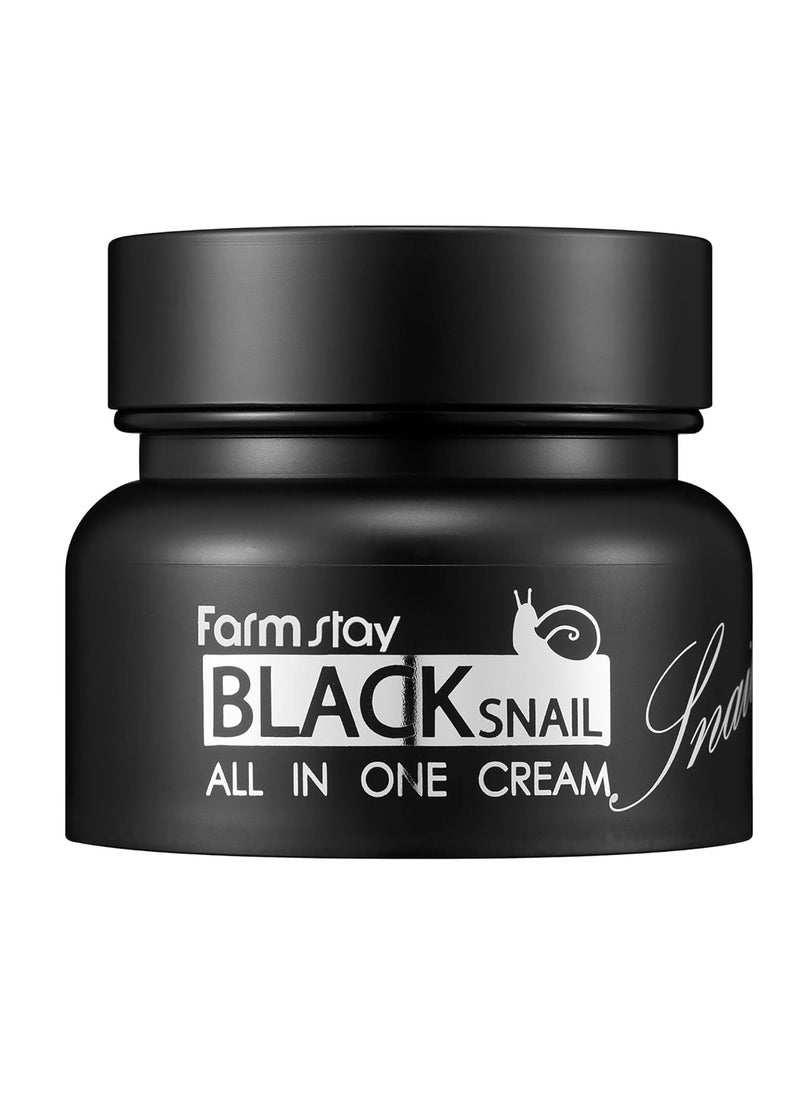 FARMSTAY Black Snail All In One Cream - Snail Mucin Cream for Firm, Hydrated Skin - Tones Skin and Targets Wrinkles - Improves Elasticity - 2.5 oz