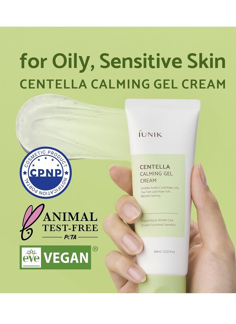 IUNIK Centella Calming Gel Cream & Acne Spot Cream w/AHA BHA PHA Salicylic Acid Niacinamide Tea Tree Oil-Free Blemish Pimple Care Lightweight for All Skin Types Korean Skincare