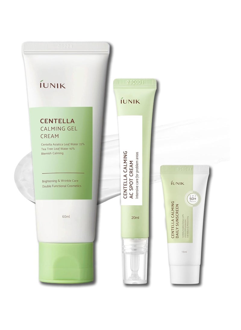 IUNIK Centella Calming Gel Cream & Acne Spot Cream w/AHA BHA PHA Salicylic Acid Niacinamide Tea Tree Oil-Free Blemish Pimple Care Lightweight for All Skin Types Korean Skincare