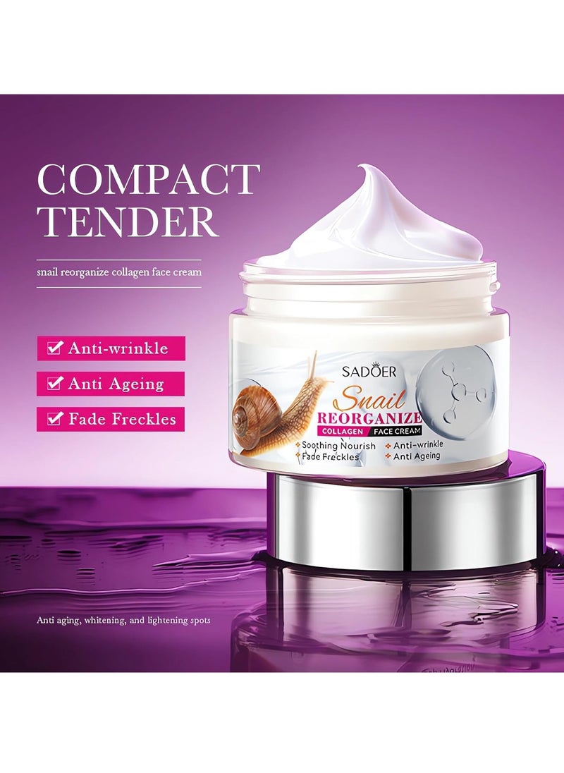 Snail Recombination Collagen Cream,Snail Mucin Moisturizing Cream,Daily Facial Repair Gel Cream for Dry/Sensitive Skin - Effective Moisturizing for Dry and Sensitive Skin (1PCS)