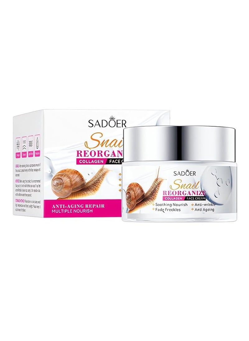 Snail Recombination Collagen Cream,Snail Mucin Moisturizing Cream,Daily Facial Repair Gel Cream for Dry/Sensitive Skin - Effective Moisturizing for Dry and Sensitive Skin (1PCS)