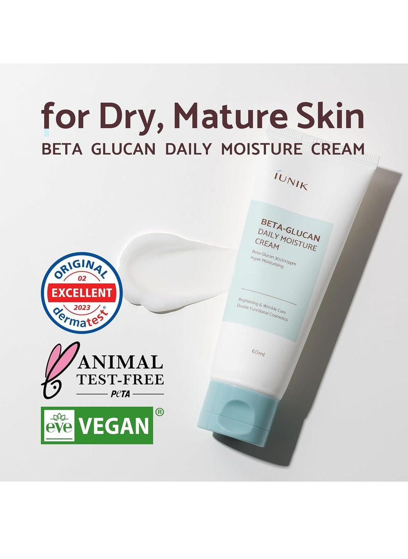IUNIK Beta Glucan Daily Moisture Cream & Black Snail Cream Skin Relief Intense Care - Enhances Skin Barrier Hydrating Nourishing Non-greasy Non-sticky Slow-aging Facial Moisturizer Korean Skincare