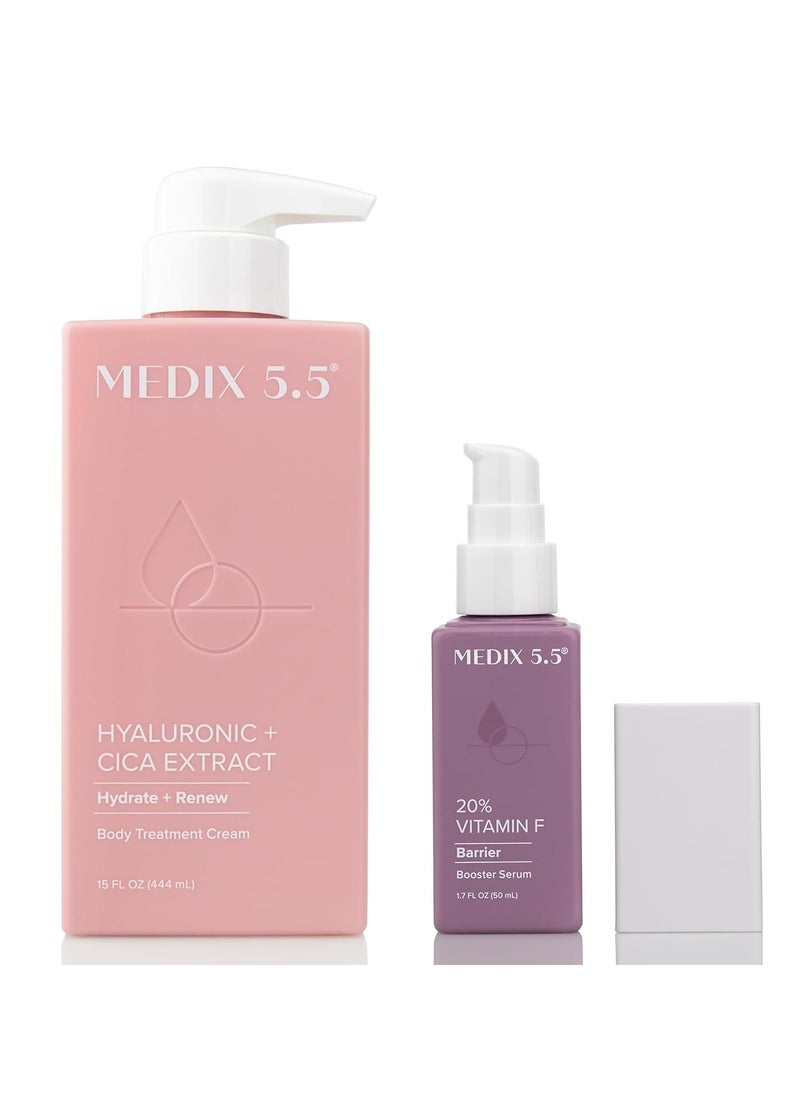 Medix 5.5 Hyaluronic Acid Hydrating Body Treatment Cream + 20% Vitamin F Anti Aging Serum Set