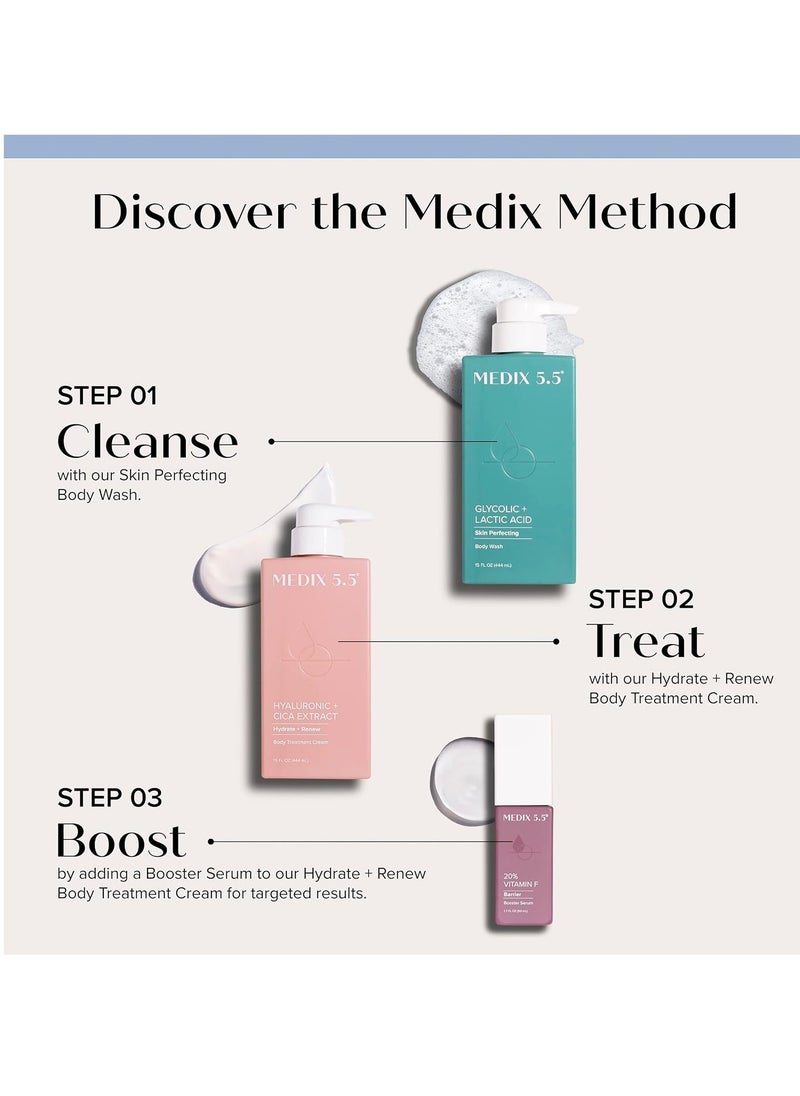 Medix 5.5 Hyaluronic Acid Hydrating Body Treatment Cream + 20% Vitamin F Anti Aging Serum Set