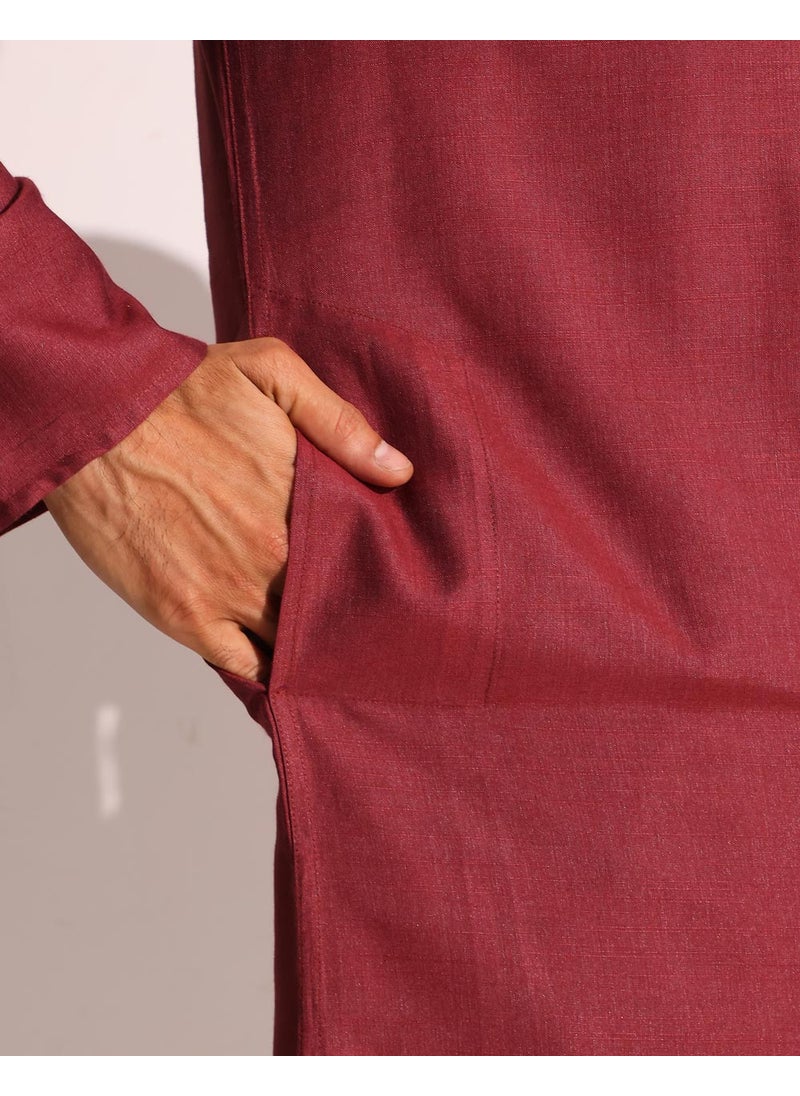 Wine Viscose Silk Slim Fit Long Kurta