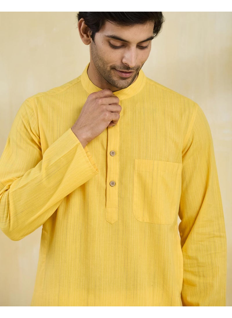 Yellow Cotton Long Kurta