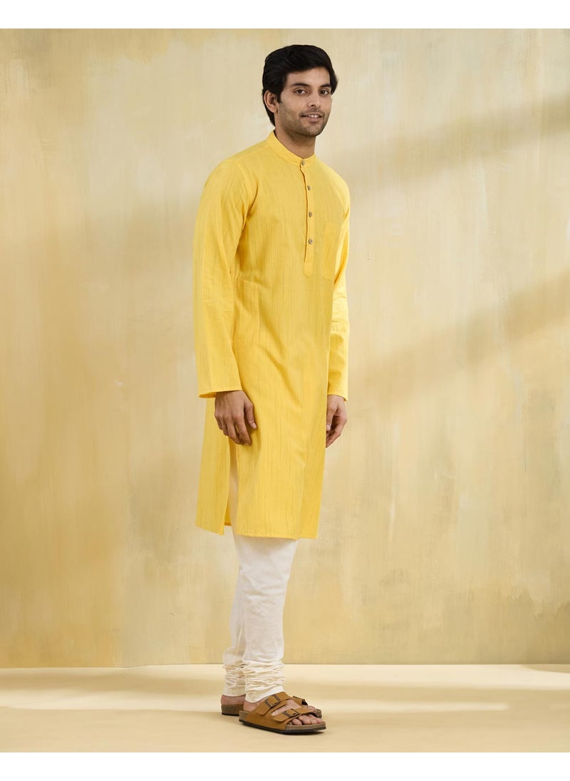 Yellow Cotton Long Kurta