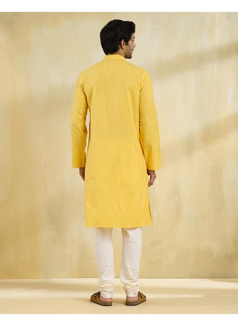Yellow Cotton Long Kurta