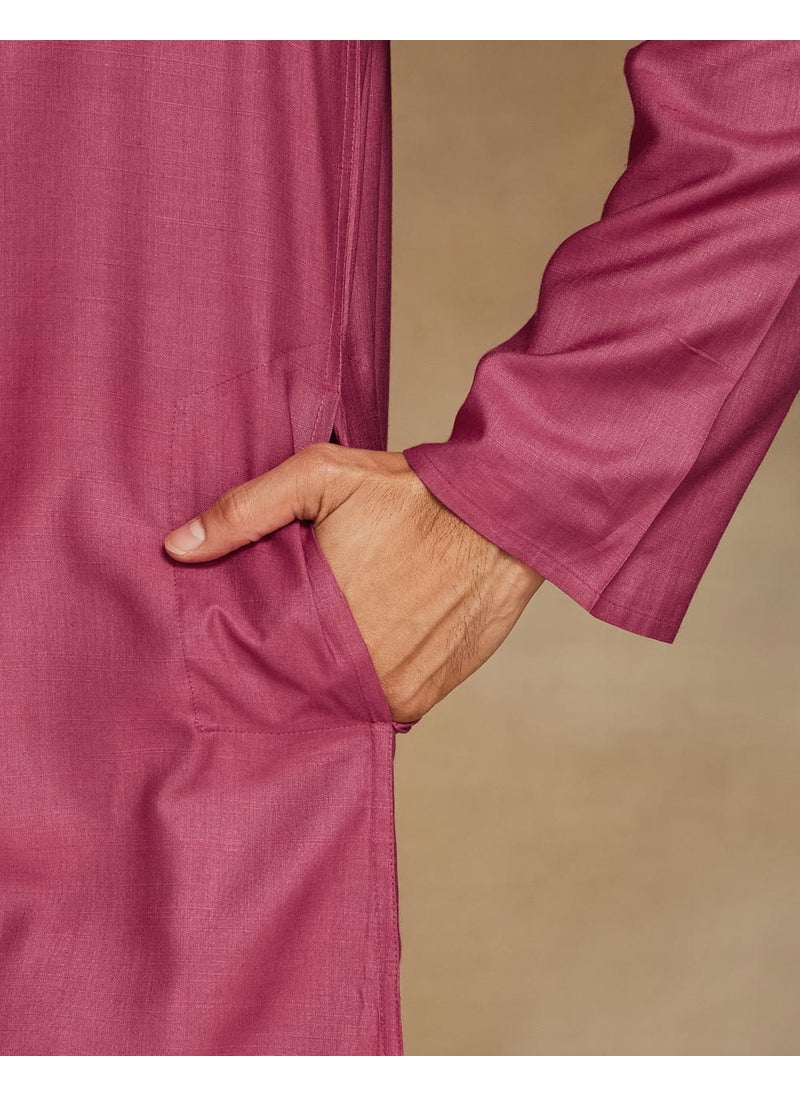 Pink Viscose Silk Slim Fit Long Kurta