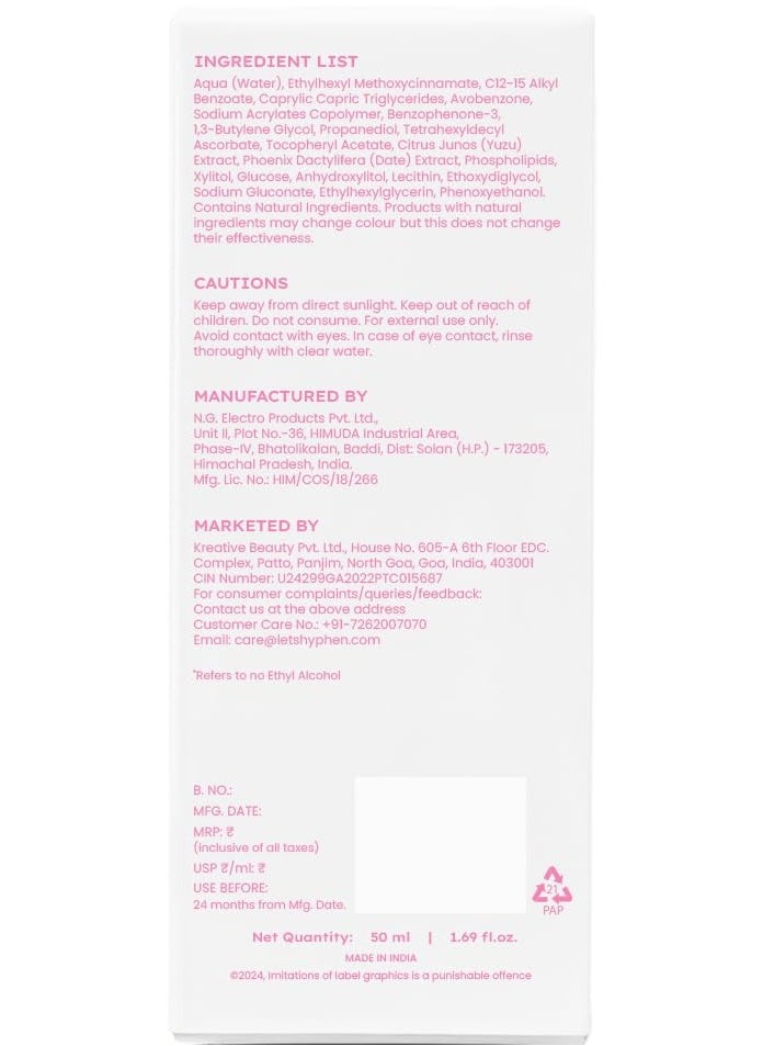 Vitamin Infused Brightening Sunscreen With SPF 50 PA++++ | 12hrs UVA-UVB & Blue Light Protection |Brightens Skin, Gives Matte Finish & No White Cast | Lightweight | For All Skin Types - 50ml