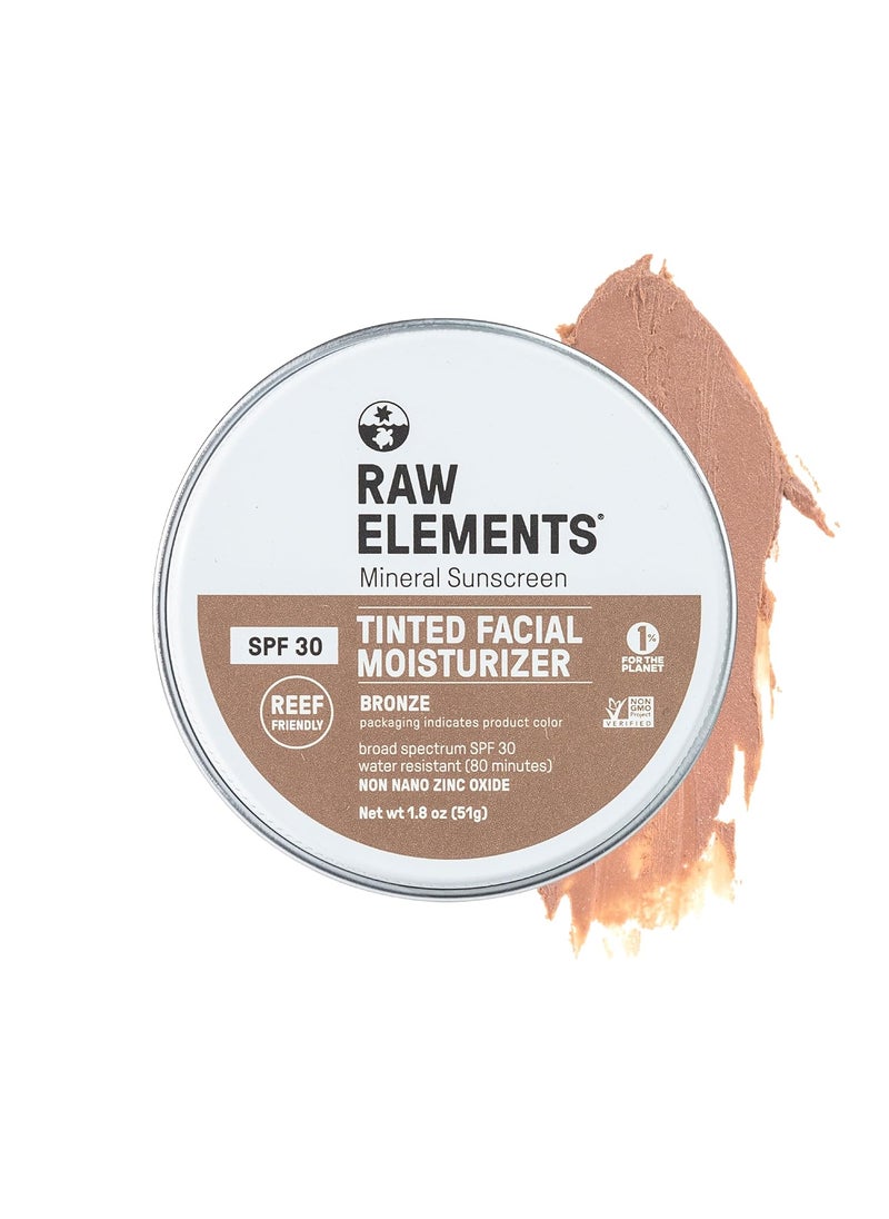 Raw Element Ultra-Moisturizing Tinted Face Cream, Non Toxic Mineral Face Sunscreen, Daily Tinted Moisturizer, Non-Nano Zinc Oxide, Reef Friendly, All Ages, SPF 30, 1.8 oz, Bronze, Pack of 1