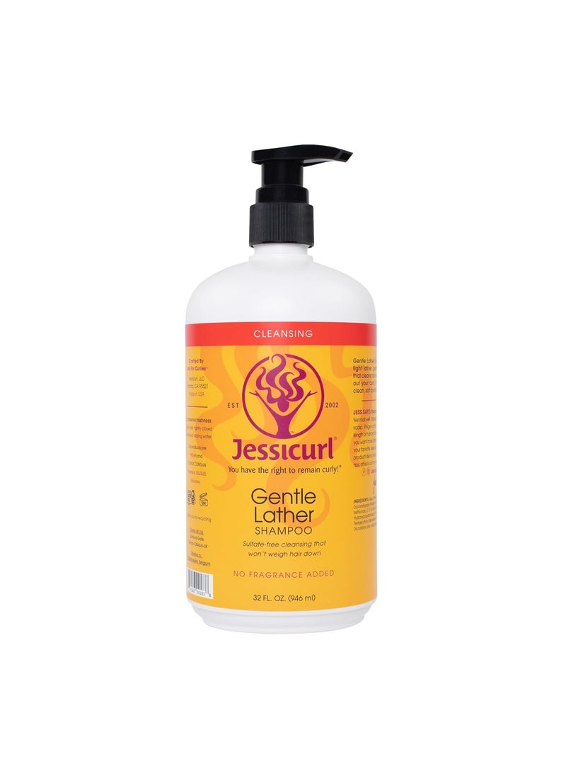 Jessicurl, Gentle Lather Shampoo, No Fragrance Added, 32 Fl oz. Cleansing Curly Hair Shampoo, Vegan, Sulfate Free Shampoo