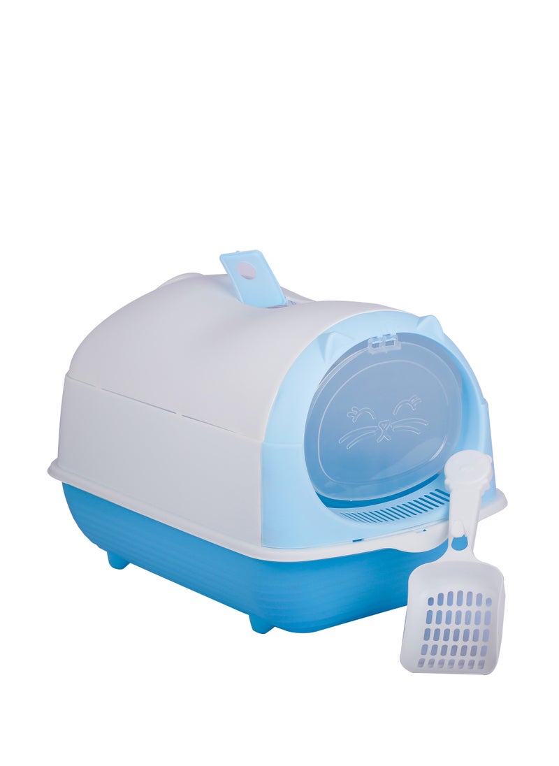 Cat litter box enclosed, large cat sand box, litter tray for indoor, open top with carbon filter, odor control. Kitten toilet, with cat litter scoop, detachable with front door flap.