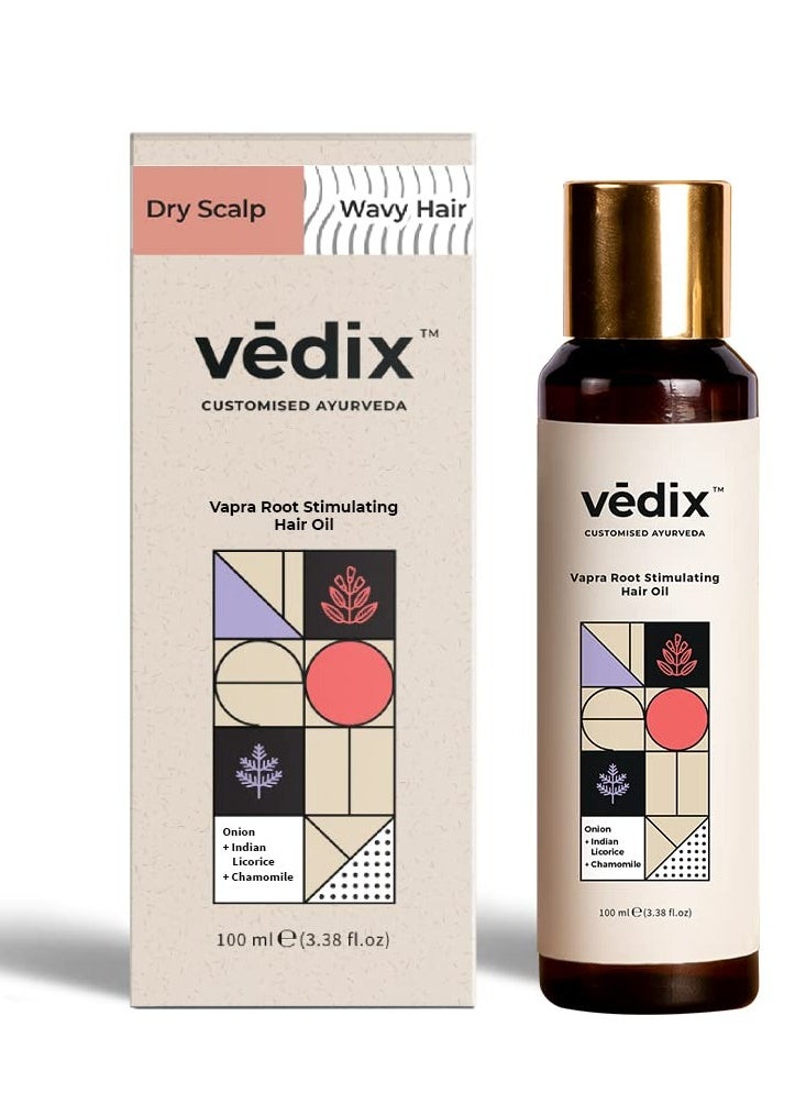 Vapra Root Stimulating Ayurvedic Hair Oil | Hair Growth Oil With Chamomile + Indian Licorice + Onion Hair Oil - Customized Anti Hair Fall Control Oil - 100ml