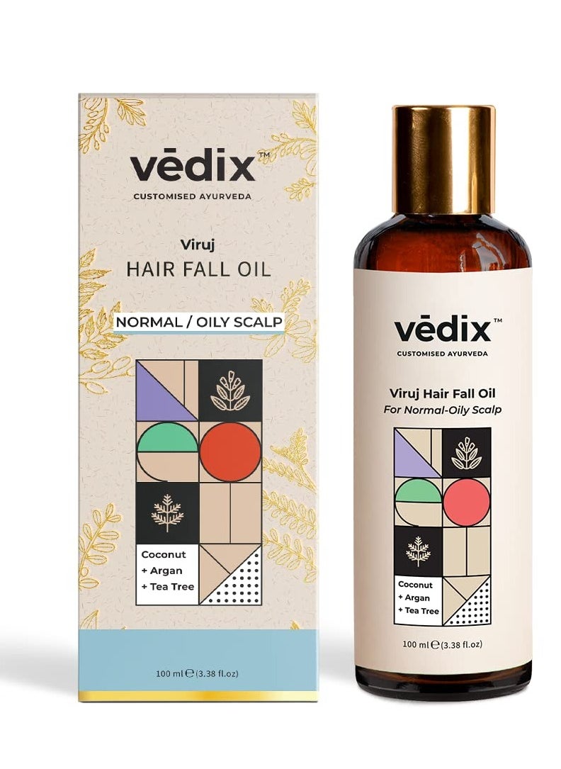 Customised Ayurvedic Hair Fall Oil | Viruj Hair Fall Oil | For Normal-Oily Scalp| With Coconut + Argan + Tea Tree | For Reducing Hair Fall | For Hair Growth | -100ml