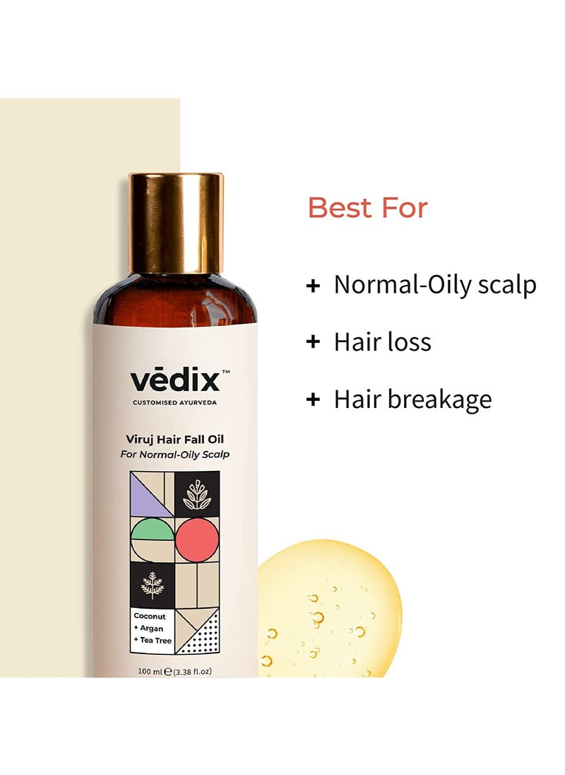 Customised Ayurvedic Hair Fall Oil | Viruj Hair Fall Oil | For Normal-Oily Scalp| With Coconut + Argan + Tea Tree | For Reducing Hair Fall | For Hair Growth | -100ml