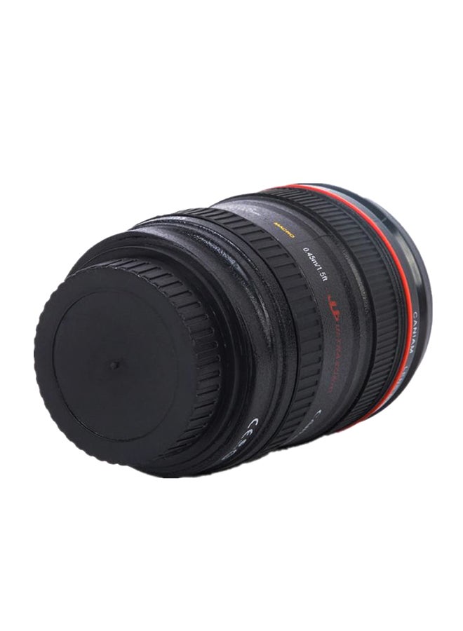 Creative Camera Lens Shaped Coffee Mug With Lid Black