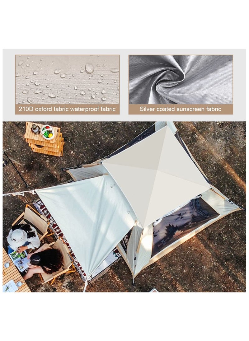 Camping Tent 3-4 Person, Portable Pop up Tent with Porch, Automatic Easy Setup Waterproof SUV FamilyTent for Outdoor, Traveling, Hiking, Fishing, Picnic and Backyard Camping