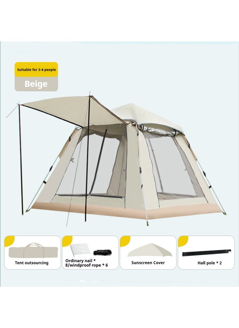 Camping Tent 3-4 Person, Portable Pop up Tent with Porch, Automatic Easy Setup Waterproof SUV FamilyTent for Outdoor, Traveling, Hiking, Fishing, Picnic and Backyard Camping