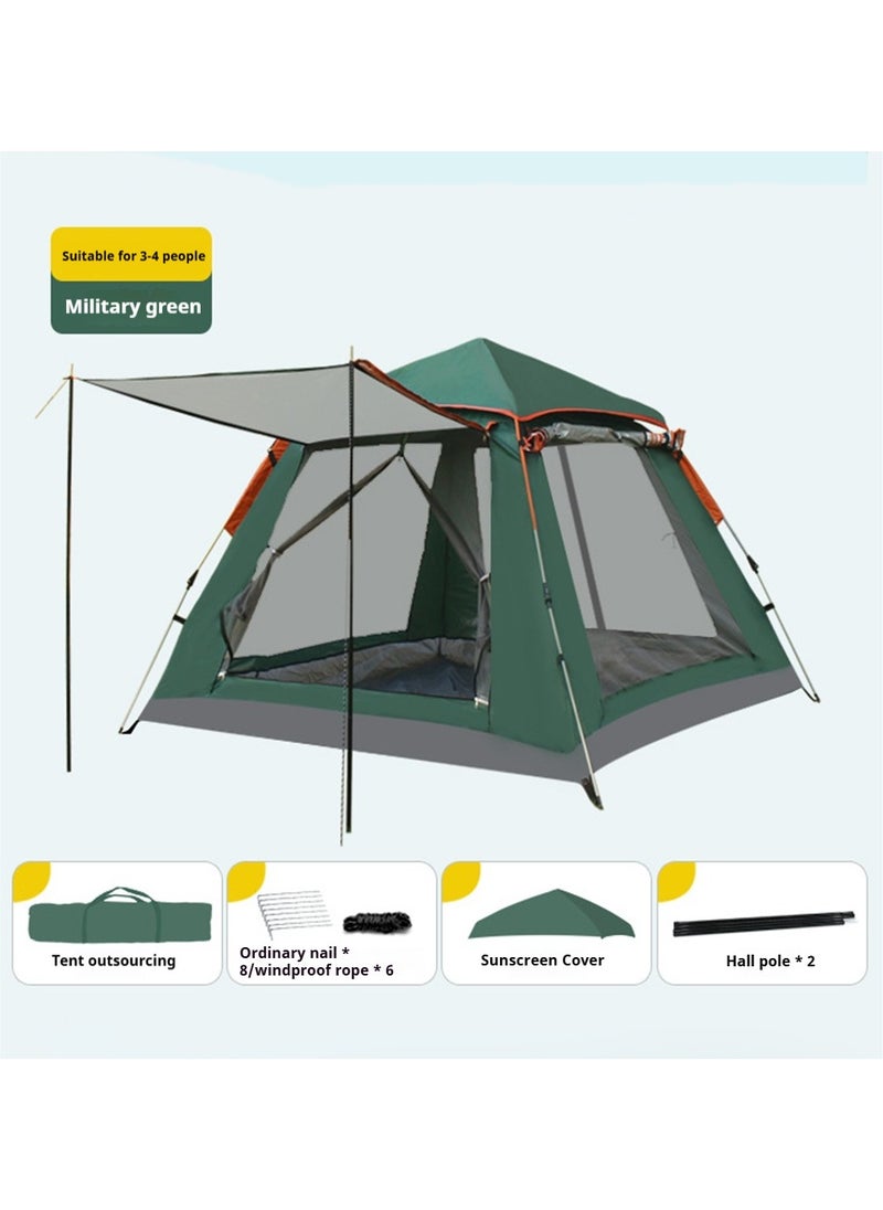 Camping Tent 3-4 Person, Portable Pop up Tent with Porch, Automatic Easy Setup Waterproof SUV FamilyTent for Outdoor, Traveling, Hiking, Fishing, Picnic and Backyard Camping