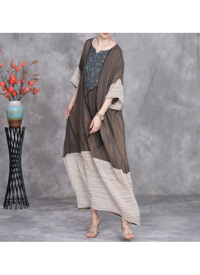 Printed Cocoon-Shaped Jumpsuit Dress with 3D Decoration