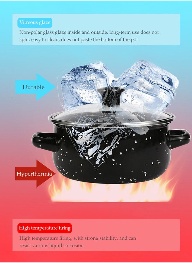 5 Pieces of Enamel pot set, enamel household soup pot, cooking pot set, with handle and lid, high temperature resistance, suitable for induction cookers, gas stoves, electric stoves, and ceramic stoves
