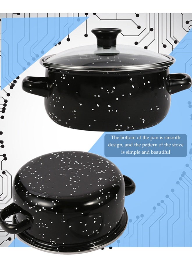 5 Pieces of Enamel pot set, enamel household soup pot, cooking pot set, with handle and lid, high temperature resistance, suitable for induction cookers, gas stoves, electric stoves, and ceramic stoves