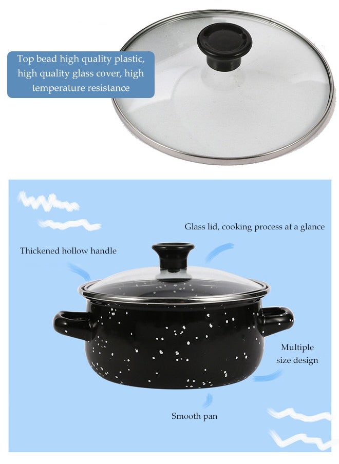 5 Pieces of Enamel pot set, enamel household soup pot, cooking pot set, with handle and lid, high temperature resistance, suitable for induction cookers, gas stoves, electric stoves, and ceramic stoves