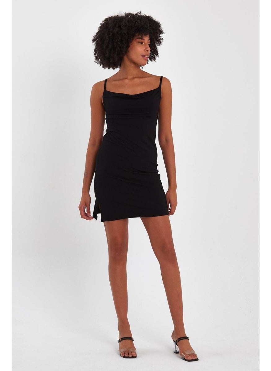 Strappy Collar Mini Dress (B23-00109)