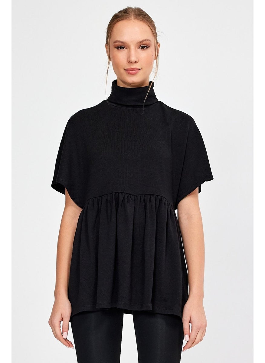 Turtleneck Skirt Ruffle Blouse (22-1165)