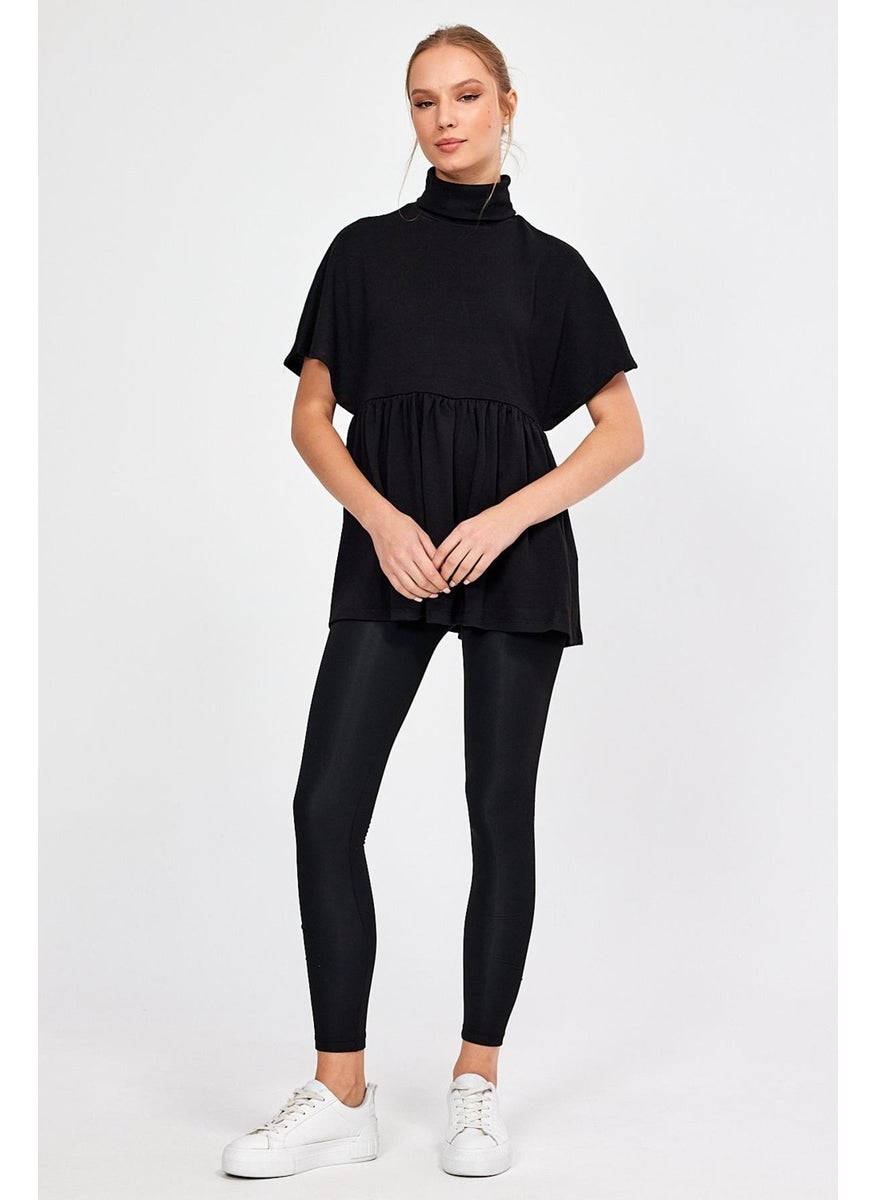 Turtleneck Skirt Ruffle Blouse (22-1165)