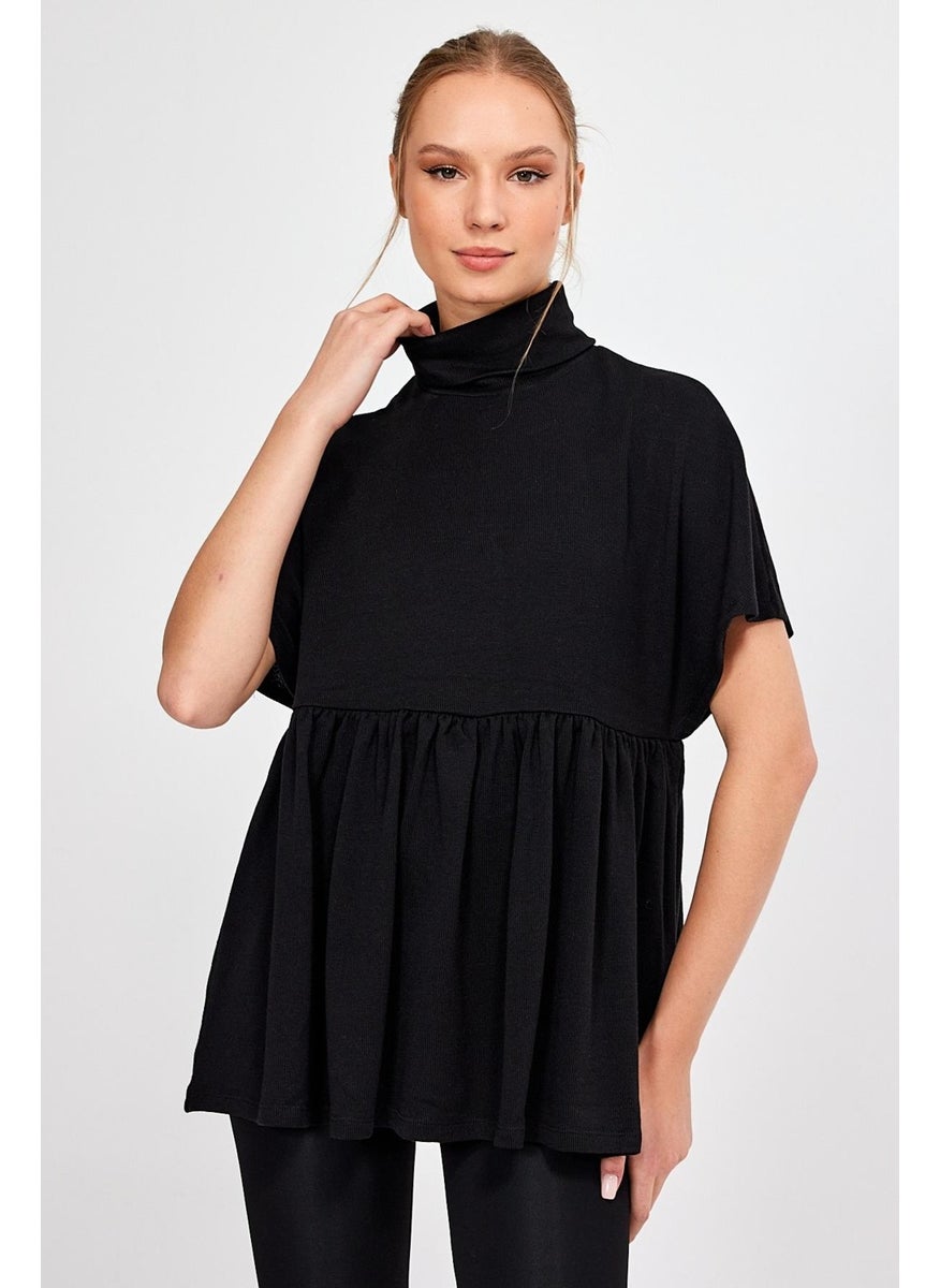 Turtleneck Skirt Ruffle Blouse (22-1165)