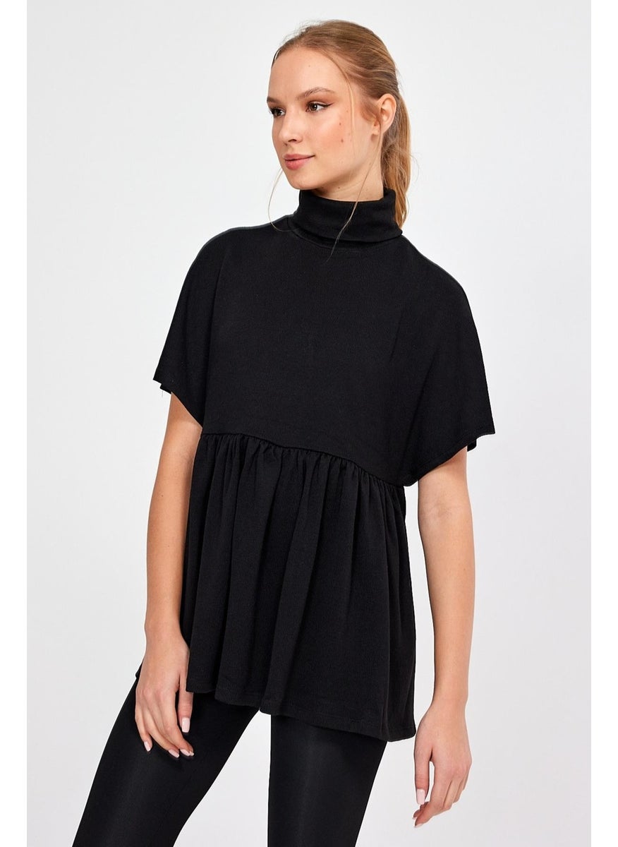 Turtleneck Skirt Ruffle Blouse (22-1165)