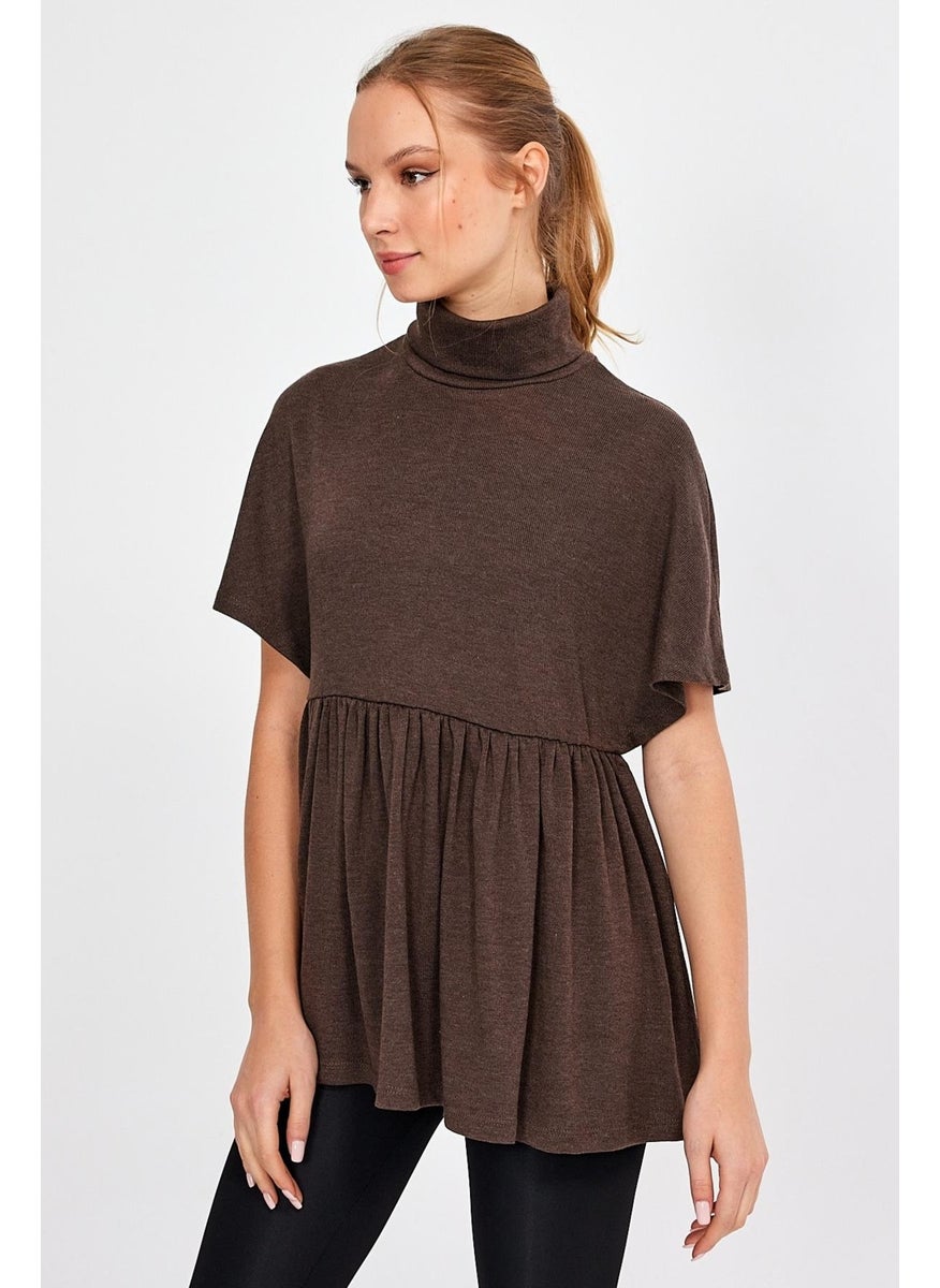 Turtleneck Skirt Ruffle Blouse (22-1165)
