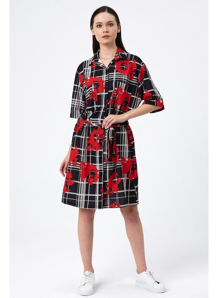 Patterned Shirt Dress (B22-458A)