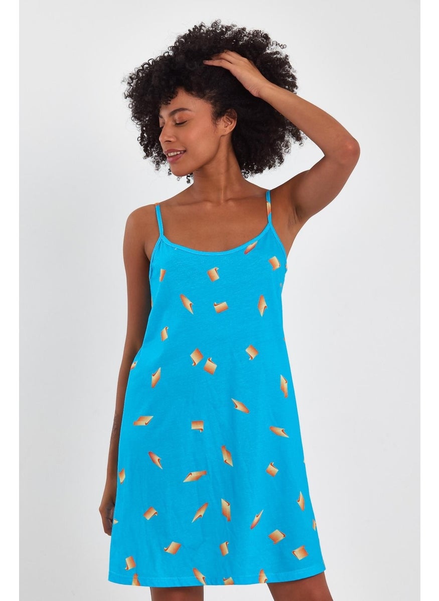 Patterned Thin Strap Mini Dress (B23-00128)