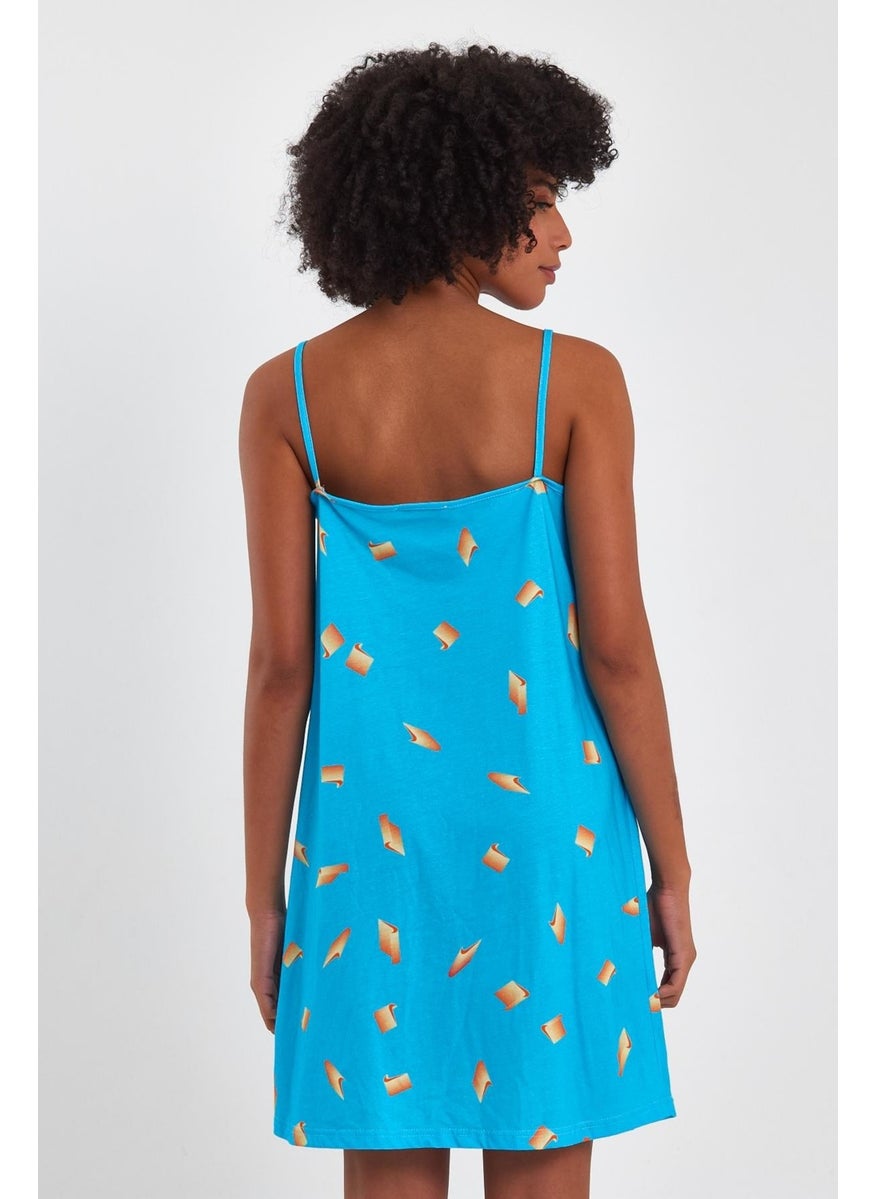 Patterned Thin Strap Mini Dress (B23-00128)