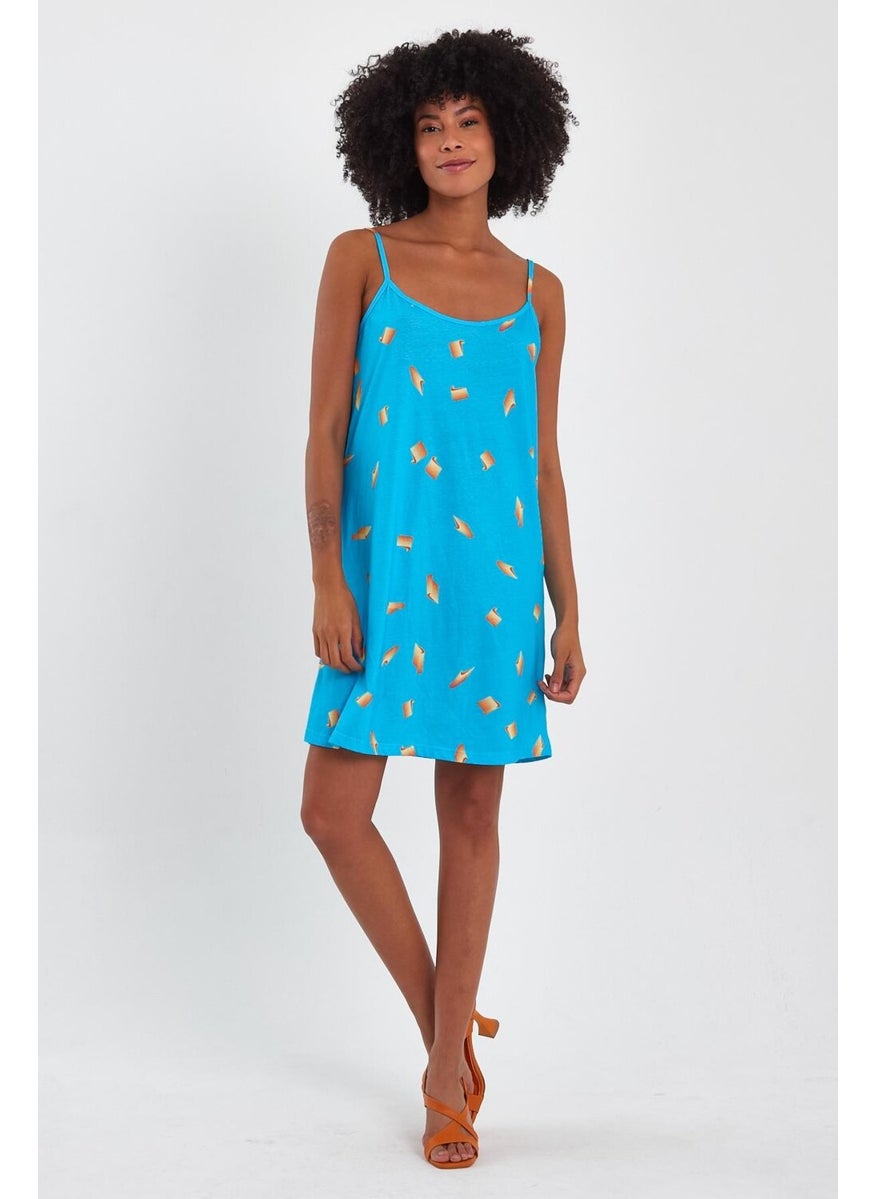 Patterned Thin Strap Mini Dress (B23-00128)