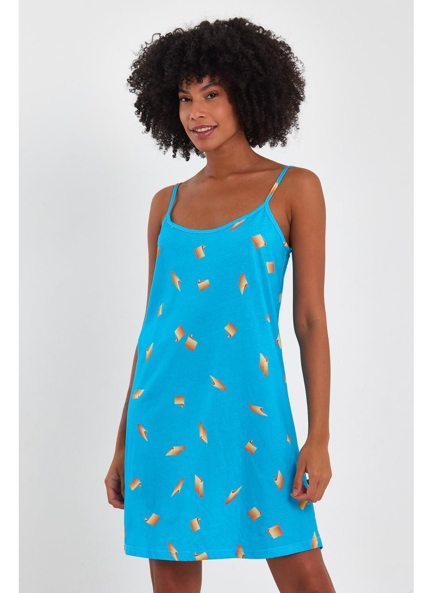 Patterned Thin Strap Mini Dress (B23-00128)
