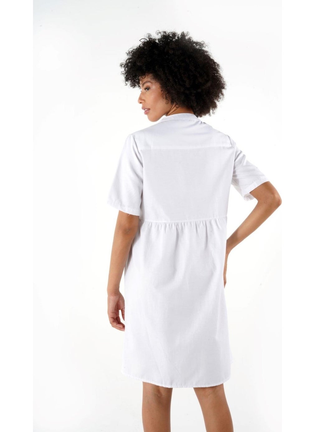 Buttoned Mandarin Collar Comfort Dress (B24-384 00)