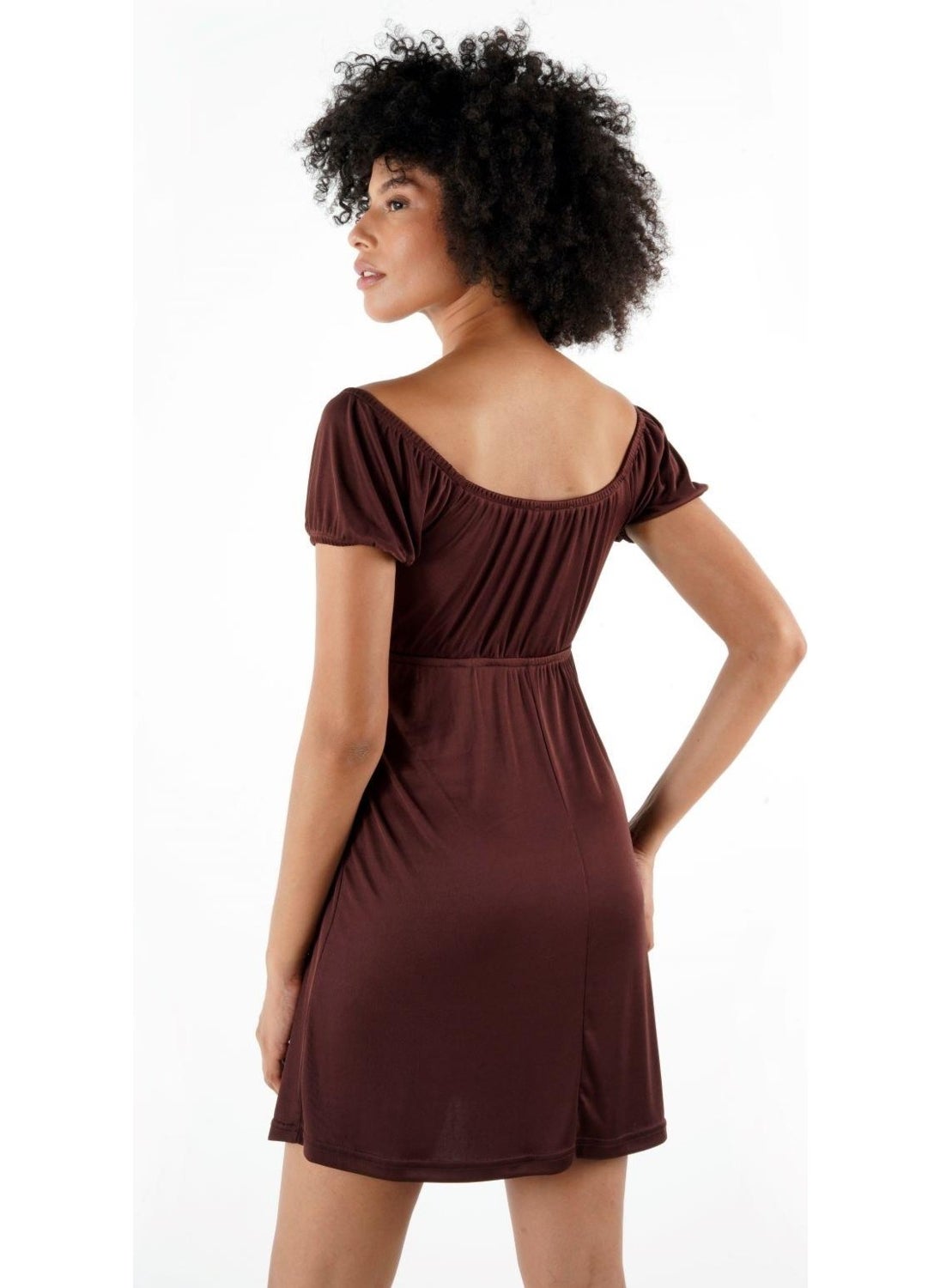 Front Gathered and Tied Detail Mini Dress (B24-00110)