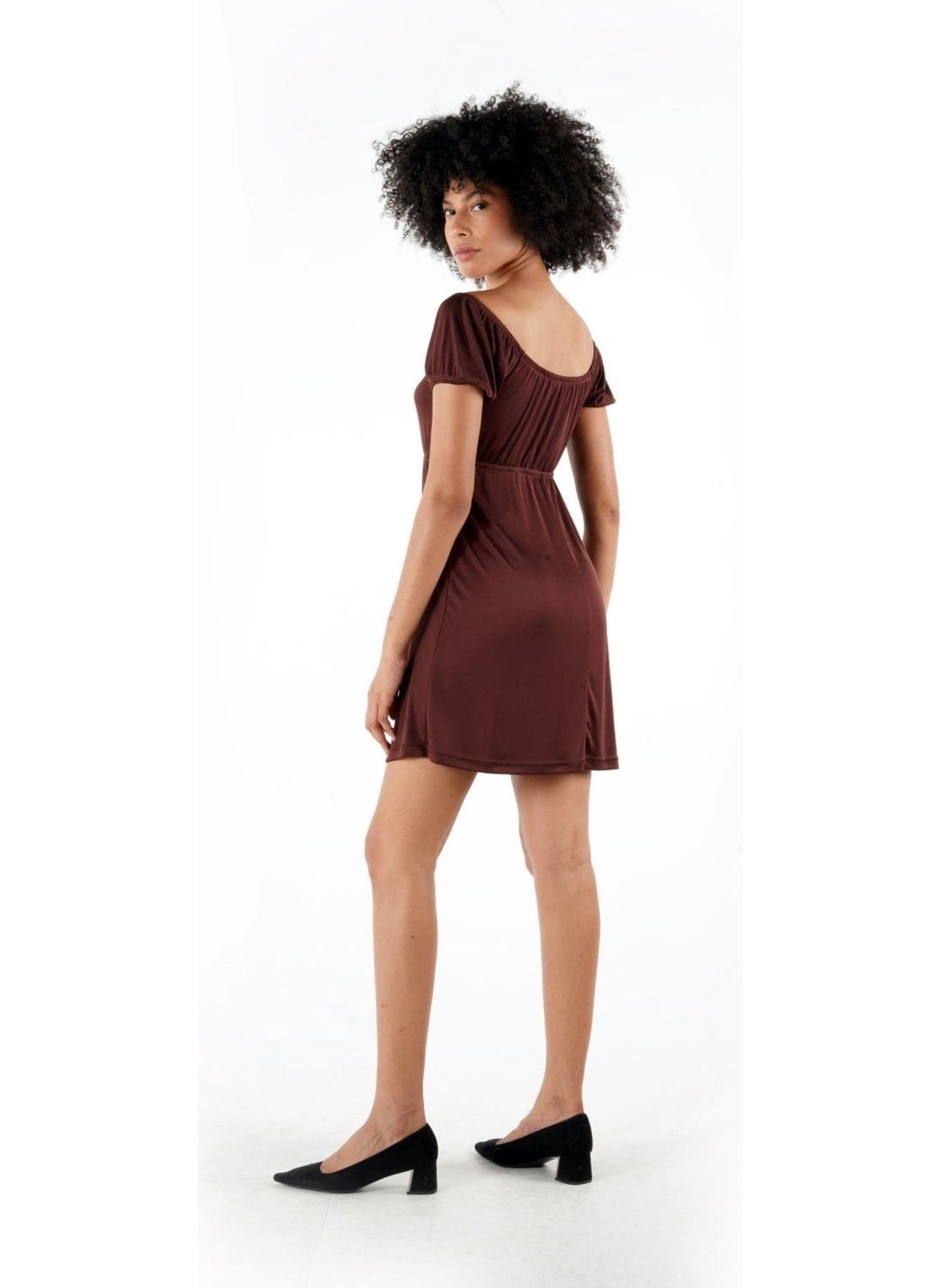 Front Gathered and Tied Detail Mini Dress (B24-00110)