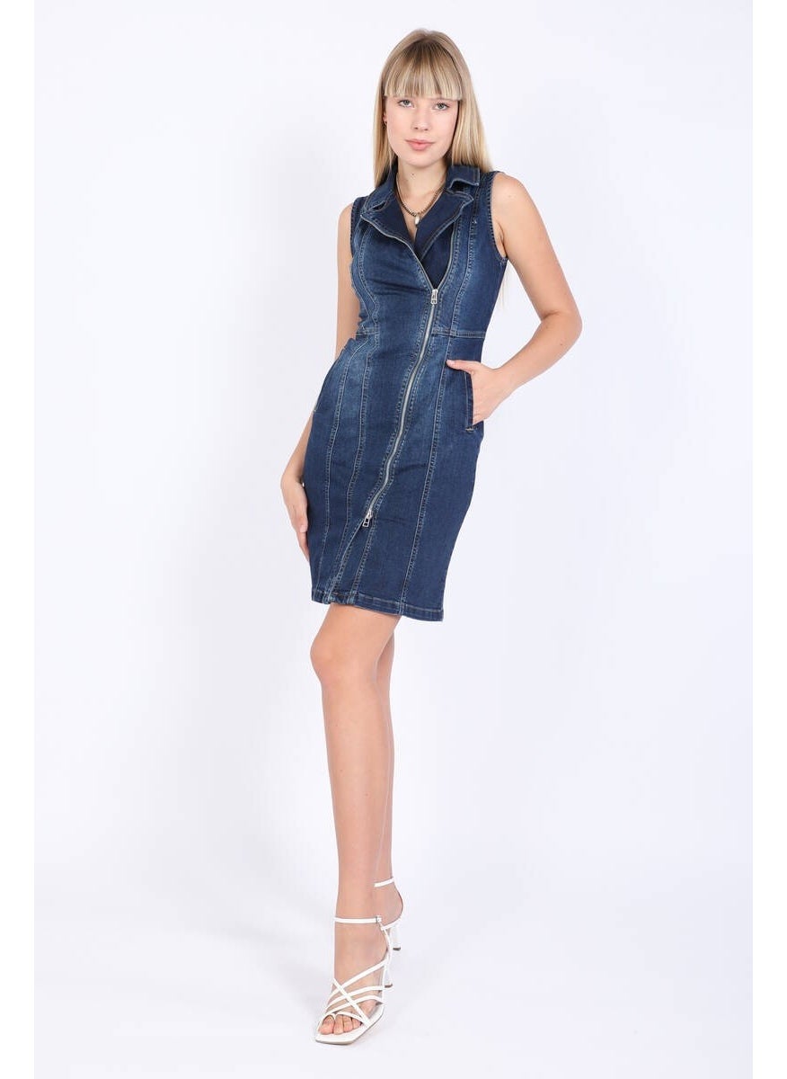 Women's Dark Blue Zippered Dress