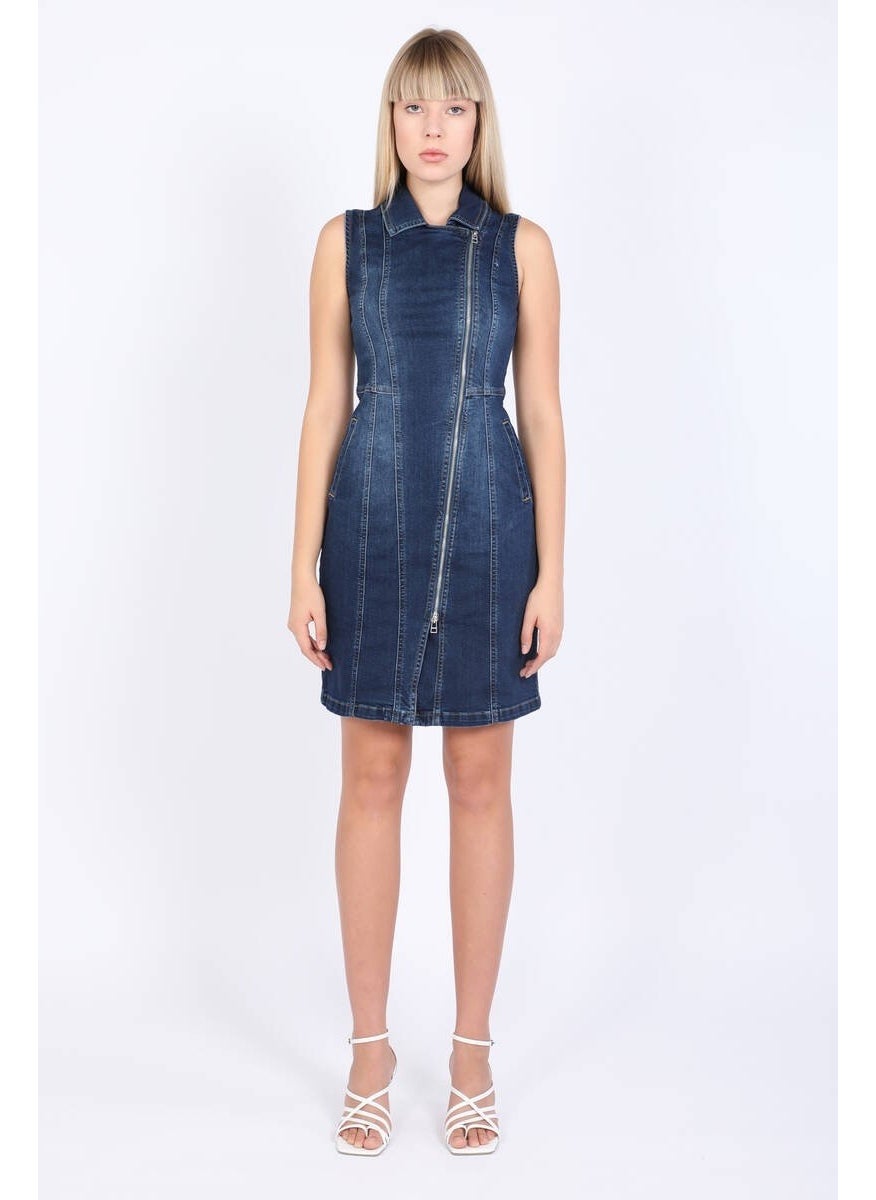 Women's Dark Blue Zippered Dress