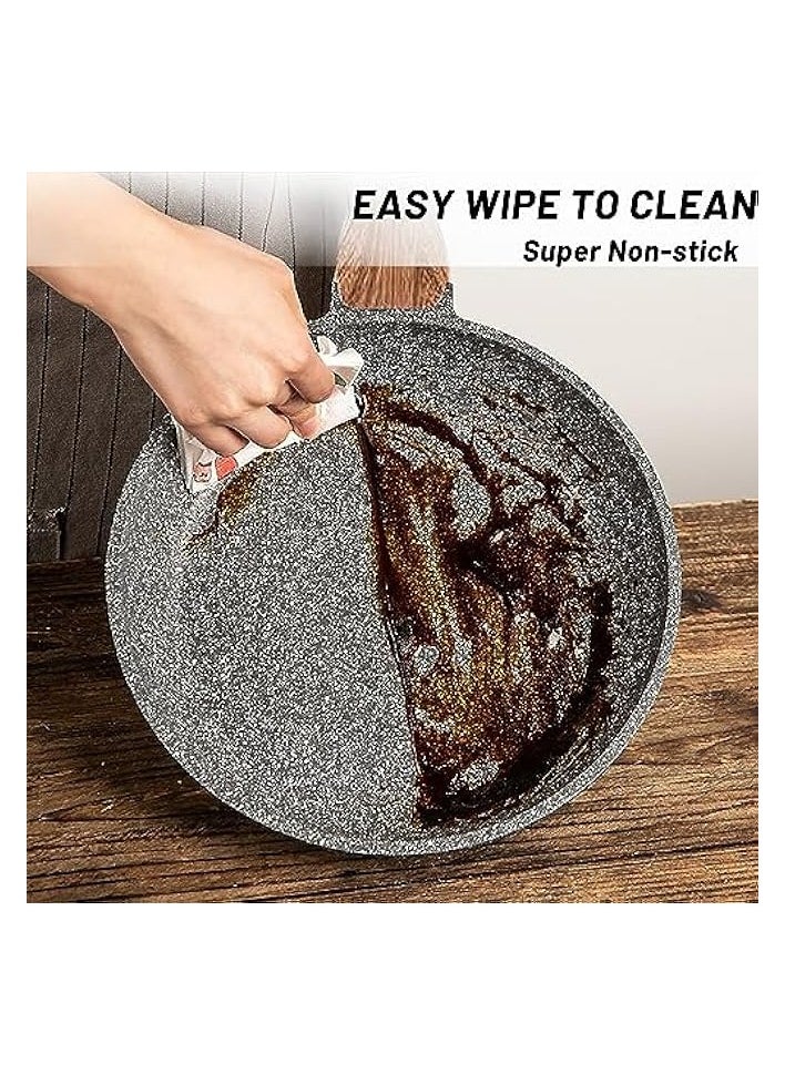 Nonstick Frying Pan Skillet, 24CM Non Stick Granite Coating Omelette Pan, Egg Pan Fry Pan Healthy Stone Cookware Chef's Pan