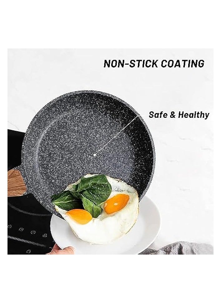 Nonstick Frying Pan Skillet, 24CM Non Stick Granite Coating Omelette Pan, Egg Pan Fry Pan Healthy Stone Cookware Chef's Pan