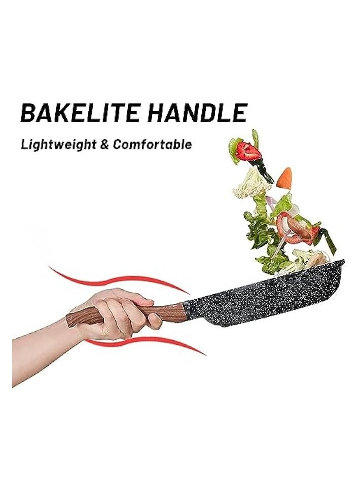 Nonstick Frying Pan Skillet, 24CM Non Stick Granite Coating Omelette Pan, Egg Pan Fry Pan Healthy Stone Cookware Chef's Pan